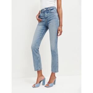 Reformation 'Cynthia' Blue Cotton Stretch High Rise Straight Denim Jean Size 27